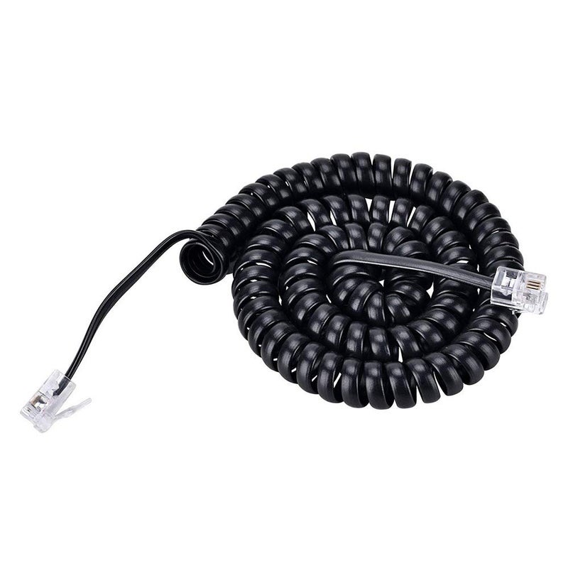 SAISN Telephone Handset Cord 10 Foot (Stretch Length) RJ9 4P4C Phone Cord for Landline Coiled Phone Cable Curly Telephone Wire, Coiled Length 1.2 to 10 Foot, Black - Image 1